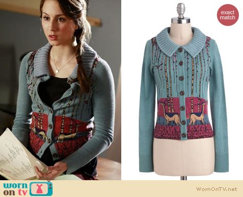 PLL Fashion: ModCloth's Deer Journal Cardigan by Knitted Dove worn by Troian Bellisario