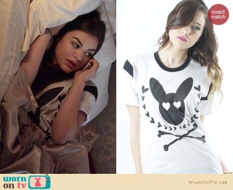 PLL Fashion: Royal Rabbit Bad Rab ringer tee worn by Lucy Hale