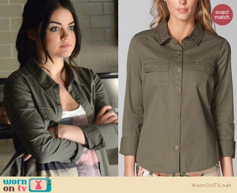 PLL Fashion: Tillys Full Tilt Military Shirt worn by Lucy Hale