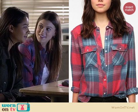 PLL Fashion: Urban Outfitters ByCorpus burnout plaid shirt worn by Lindsey Shaw