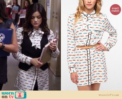 PLL Fashion: Urban Outfitters Co-operative Long Sleeved piped shirtdress worn by Lucy Hale