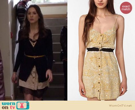 PLL Fashion: Urban Outfitters Cope Snap front dress worn by Troian Bellisario