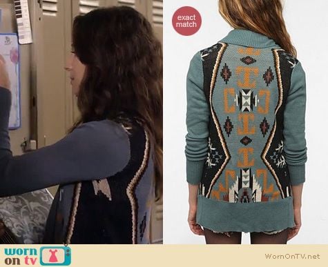 Pretty Little Liars Fashion: Urban Outfitters Ecote Intarsia aztec cardigan worn by Troian Bellisario