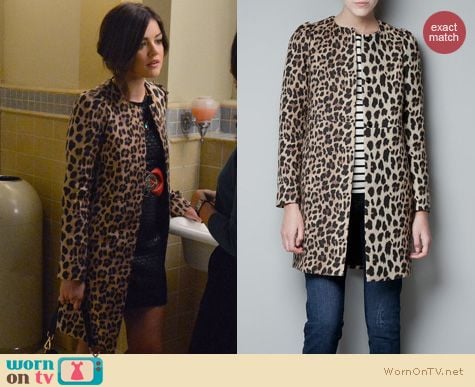 PLL Fashion: Zara leopard coat worn by Lucy Hale