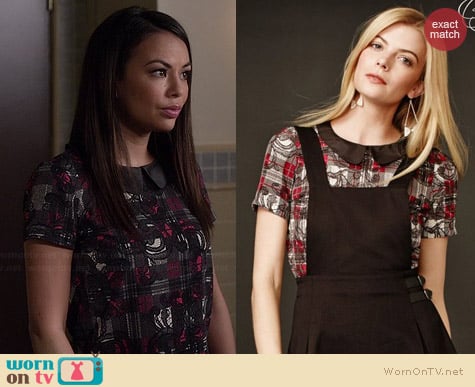 Aeropostale PLL Spencer Plaid Peter Pan Top worn by Janel Parrish on PLL