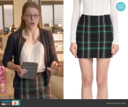 Polo Ralph Lauren Wool-Alpaca Tartan Skirt worn by Kara Danvers (Melissa Benoist) on Supergirl