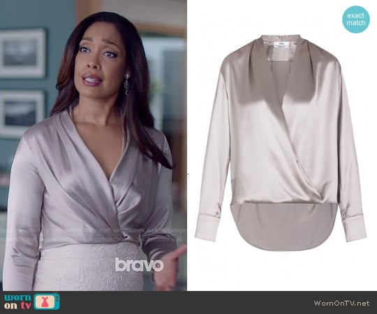 Prabal Gurung Silk Satin Wrap Blouse worn by Jessica Pearson (Gina Torres) on Suits