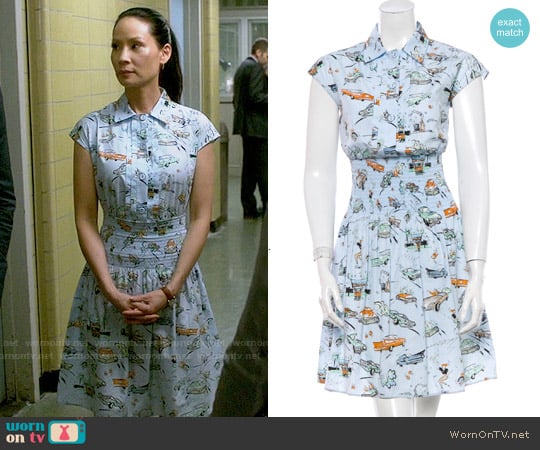 Prada SS12 Car Print Shirtdress worn by Joan Watson (Lucy Liu) on Elementary