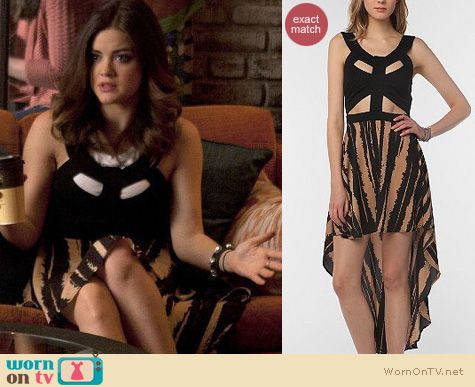 Pretty Little Liars Fashion: Urban Outfitters cutout dress with stripes worn by Lucy Hale