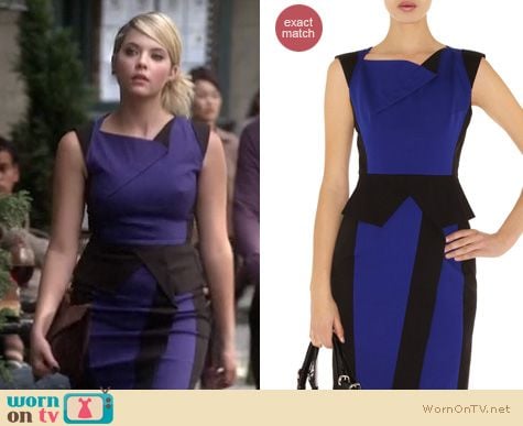 Pretty Little Liars Fashion: Blue and black Karen Millen dress worn by Ashley Benson