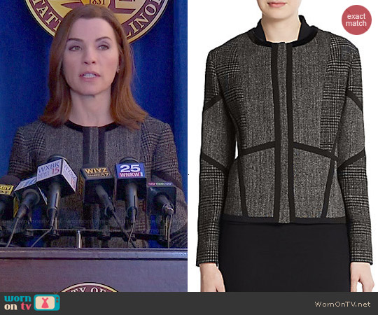 Etro Prince of Wales Tweed Jacket worn by Alicia Florrick (Julianna Margulies) on The Good Wife