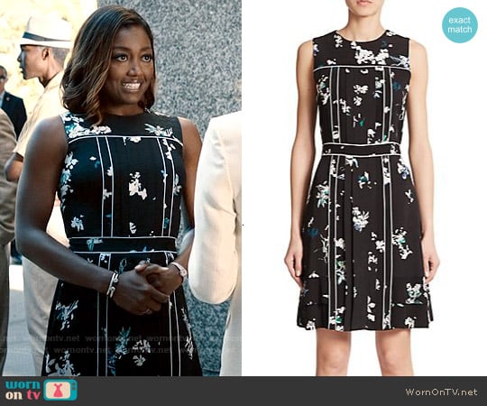 Proenza Schouler Pleated Floral Crepe De Chine Dress worn by Daisy Grant (Patina Miller) on Madam Secretary