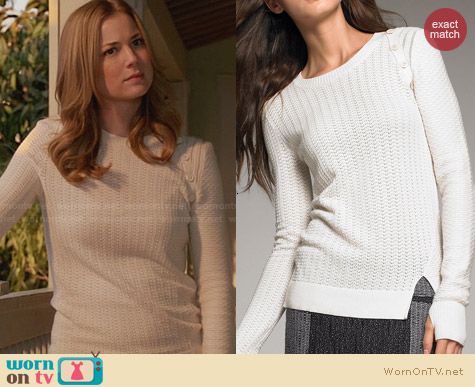 Proenza Schouler Button Shoulder Knit Sweater worn by Emily VanCamp on Revenge