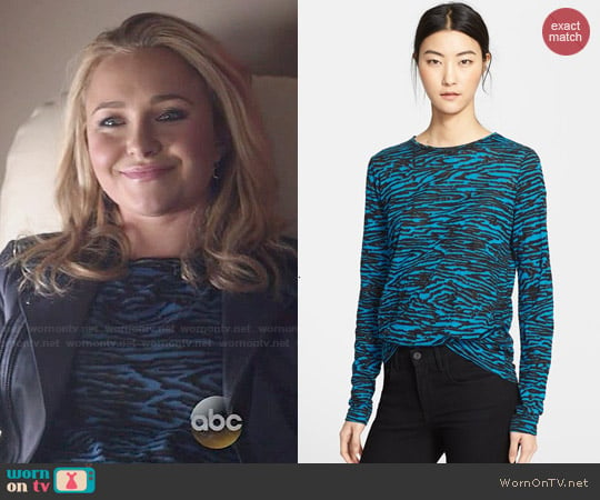 Proenza Schouler Teal Wood Grain Combo Print Tee worn by Juliette Barnes (Hayden Panettiere) on Nashville