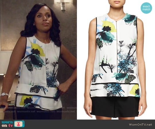 Proenza Schouler Sleeveless Ikebana Print Blouse worn by Olivia Pope (Kerry Washington) on Scandal