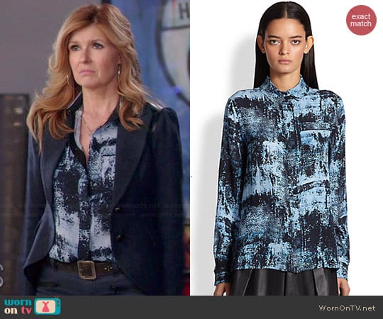 Proenza Schouler Spray-Print Silk Blouse worn by Rayna Jaymes (Connie Britton) on Nashville