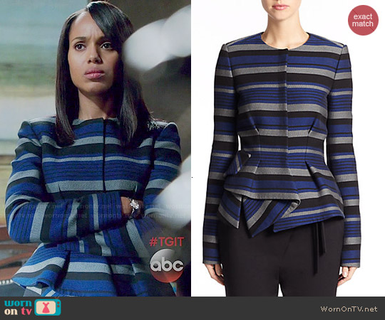 Proenza Schouler Striped Crepe Peplum Jacket worn by Olivia Pope (Kerry Washington) on Scandal