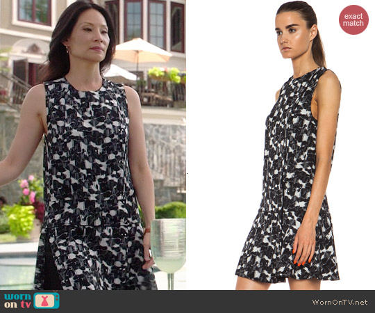 Proenza Schouler Cloud Printed Silk Dress worn by Joan Watson on Elementary