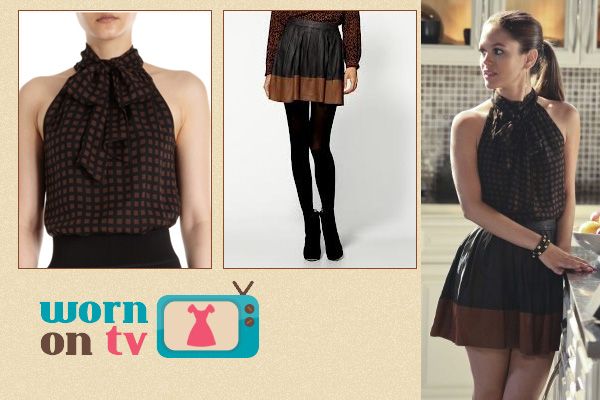 Rachel Bilsons black and brown leather skirt on Hart of Dixie