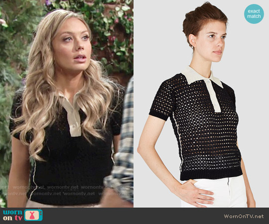 Rachel Comey Crochet Polo Top worn by Abby Newman (Melissa Ordway) on The Young and the Restless