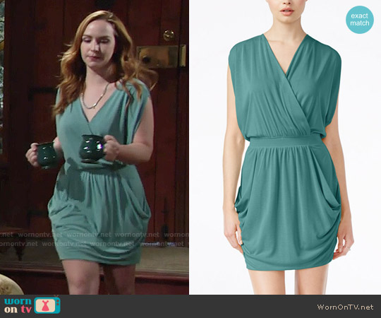 RACHEL Rachel Roy 24-Hour Sleeveless Draped Dress in Mermaid worn by Mariah Copeland (Camryn Grimes) on The Young and the Restless