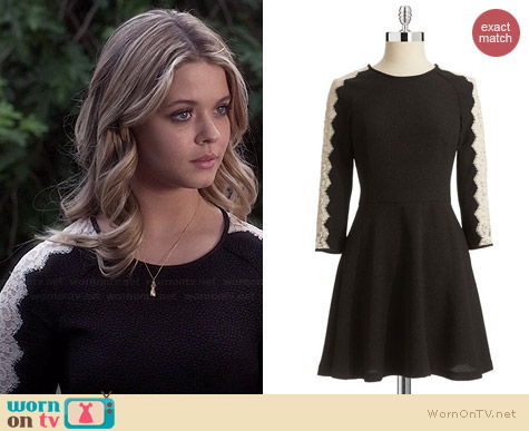 Rachel Roy Lace Sleeve dress worn by Sasha Pieterse on PLL