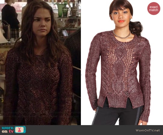 Rachel Roy Cable Knit Sweater worn by Maia Mitchell on The Fosters