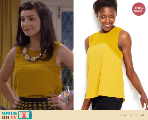 Rachel Roy Sleeveless Semi-sheer Yoke Top worn by Molly Ephraim on Last Man Standing