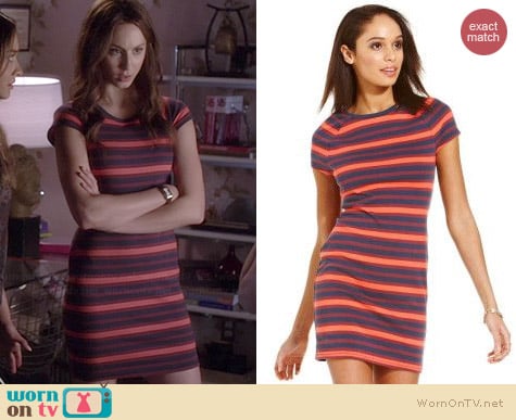 Rachel Roy Striped Dress worn by Troian Bellisario on PLL