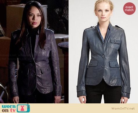 Rachel Zoe Finn Leather Jacket worn by Janel Parrish on PLL