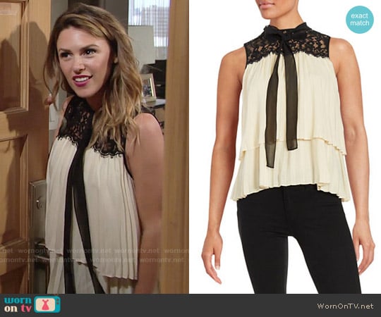 Rachel Zoe Tiered Sleeveless Blouse worn by Chloe Mitchell (Elizabeth Hendrickson) on The Young and the Restless