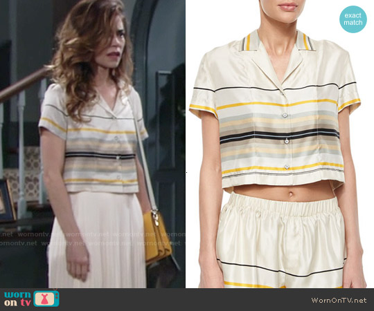 Rag & Bone Layne Short Sleeve Striped Top worn by Victoria Newman (Amelia Heinle) on The Young and the Restless