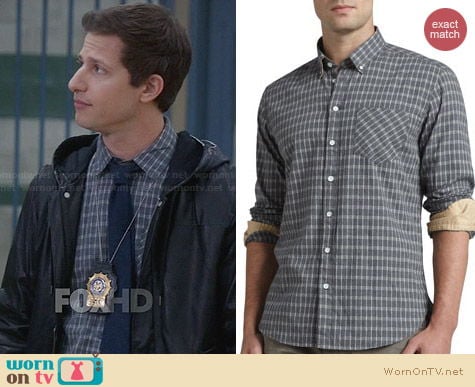 Rag & Bone Oxford Check Shirt worn by Andy Samberg on Brooklyn99