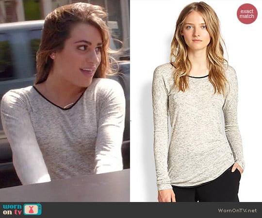 Rag & Bone Spine Leather Piping Trimmed Tee worn by Rachel Berry on Glee