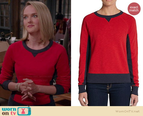 Rag & Bone Two Tone Terry Raglan Sweatshirt worn by Jess Weixler on The Good Wife