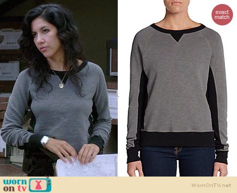 Rag & Bone Two Tone Terry Raglan Sweatshirt worn by Stephanie Beatriz on Brooklyn 99