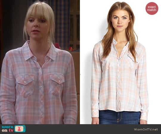 Rails Carmen Plaid Shirt in Peach worn by Anna Faris on Mom