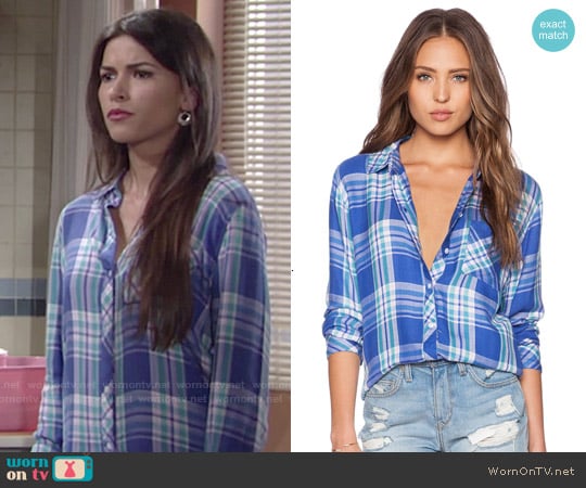 Rails Hunter Shirt in Blue Violet worn by Marisa Sierras (Sofia Pernas) on The Young and the Restless