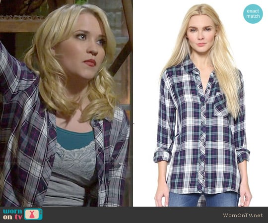 Rails Hunter Shirt in Jade/Navy worn by Gabi Diamond (Emily Osment) on Young and Hungry