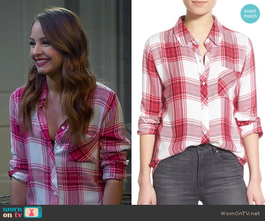 Rails Hunter Shirt in Raspberry / White worn by Sofia Rodriguez (Aimee Carrero) on Young and Hungry