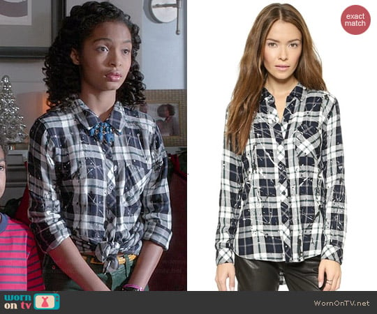 Rails Hunter Shirt in Splatter Pine worn by Yara Shahidi on Black-ish