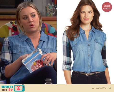 Rails Jackson Plaid Denim Shirt worn by Kaley Cuoco on The Big Bang Theory