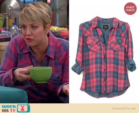 Rails Kendra Shirt in Red/Slate worn by Kaley Cuoco on The Big Bang Theory