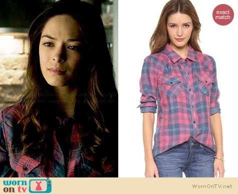 Rails Kendra Shirt in Red/Slate worn by Kristin Kreuk on BATB