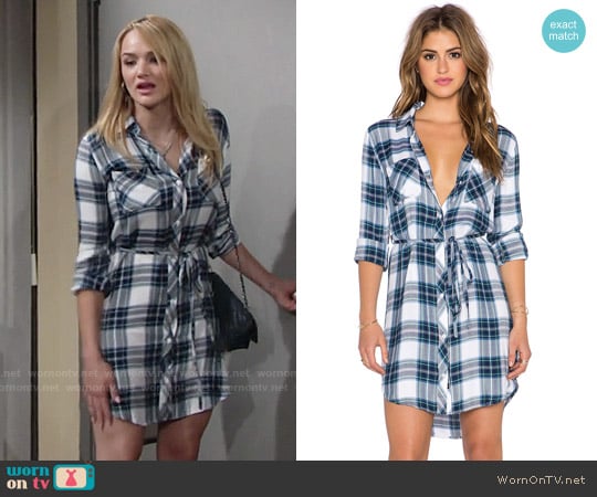 Rails Nadine Shirtdress in White/Jade worn by Summer Newman (Hunter King) on The Young and the Restless