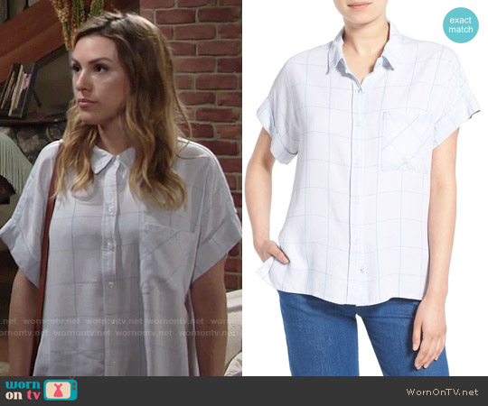 Rails 'Whitney' Windowpane Print Top worn by Chloe Mitchell (Elizabeth Hendrickson) on The Young and the Restless