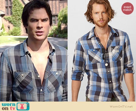 Ralph Lauren Denim & Supply Cal Plaid Flannel Shirt worn by Ian Somerhalder on The Vampire Diaries