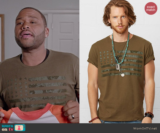 Ralph Lauren Denim & Supply Flag Tee in Olive worn by Anthony Anderson on Black-ish