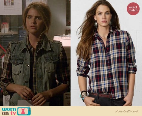 Ralph Lauren Denim & Supply Plaid Shirt worn by Shelley Hennig on Teen Wolf