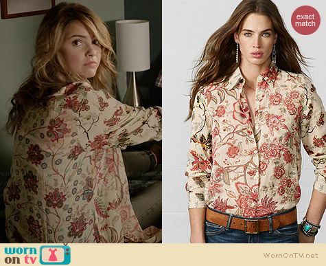 Ralph Lauren Denim & Supply Sheer Floral Shirt worn by Shelley Hennig on Teen Wolf